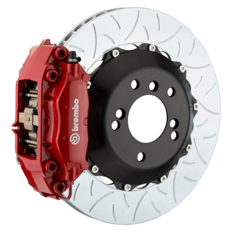 Brembo 22+ WRX (باستثناء EyeSight) GT خلفي BBK 4 مكابس مصبوبة 345x28 2 قطعة دوارة مشقوقة من النوع 3-أحمر