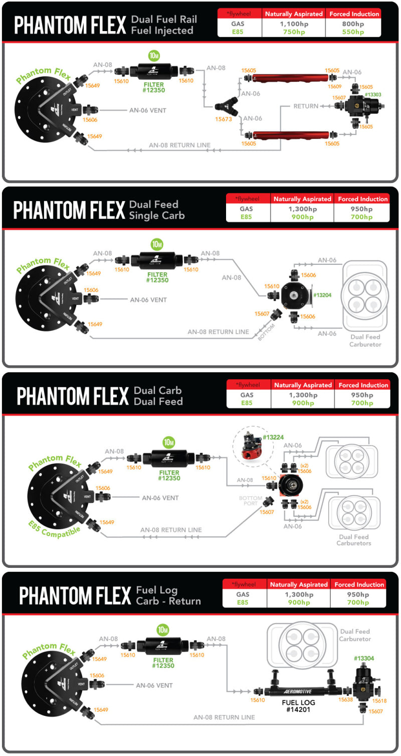 مضخة وقود AeroMotive - عالمية - Phantom 450 - عمق 6-10 بوصات