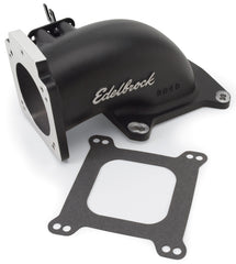 كوع سحب منخفض الارتفاع من Edelbrock مقاس 90 مم لجسم الخانق مع حافة ذات تجويف مربع باللون الأسود