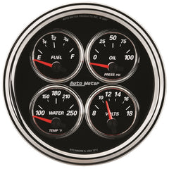 AutoMeter Gauge Quad 5in. 240 Ohm(e) to 33 Ohm(f) Elec Designer Black II