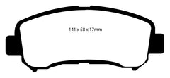 EBC 08-09 Nissan Rogue 2.5 Greenstuff Front Brake Pads