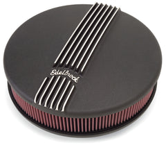 Edelbrock Air Cleaner Classic Series Round Aluminum Top Cloth Element 14In Dia X 3 9In Black