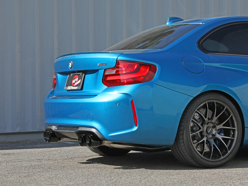 aFe 16-18 BMW M2 L6-3.0L MACH Force-Xp 3in إلى 2.5in نظام عادم Cat-Back 304 SS - أطراف سوداء رباعية