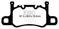 EBC 13-15 Porsche 911 (991) (Cast Iron Rotor only) 3.8 GT3 Yellowstuff Rear Brake Pads