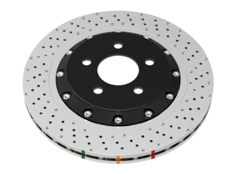 DBA 2022+ Volkswagen Golf R Mk8 5000 Series Cross Drilled & Dimpled 2 Piece Front Brake Rotor