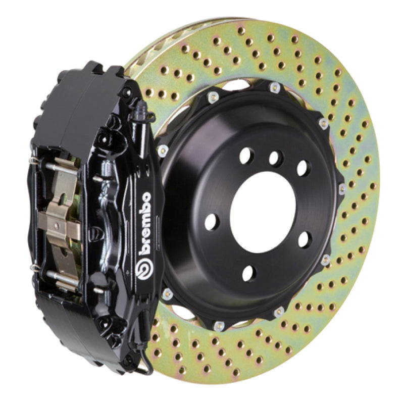 فرجار أمامي GT BBK S4 من Brembo 00-02، 4 مكابس مصبوبة، قطعتان، 355x32، قطعتان، دوار مثقوب - أسود