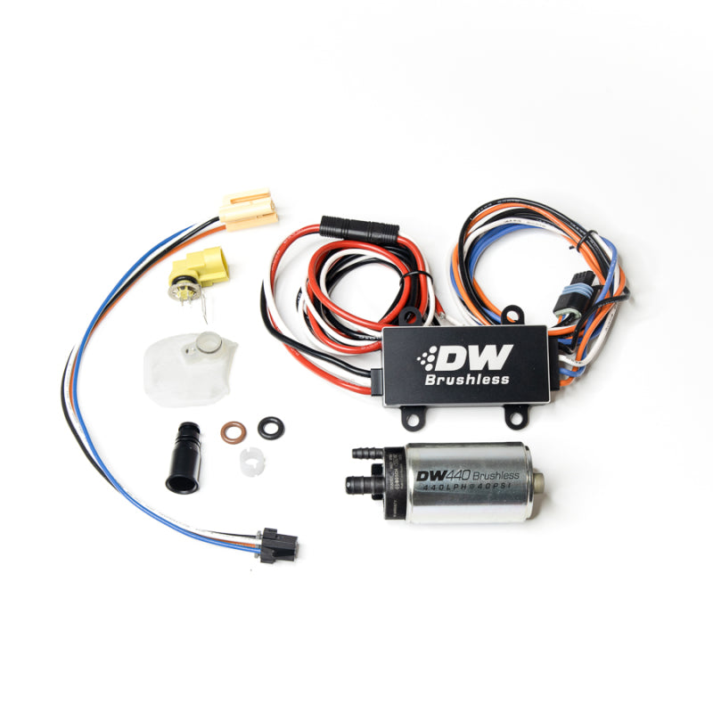 مضخة وقود بدون فرشاة DW440 440 لتر/ساعة من DeatschWerks مع وحدة تحكم PWM ومجموعة تثبيت لسيارة Subaru WRX 08-14