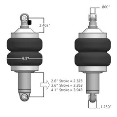 Ridetech HQ Series ShockWaves 3.2in Travel 6.5in dia Double Convoluted .625in Bearing/.625in Bearing