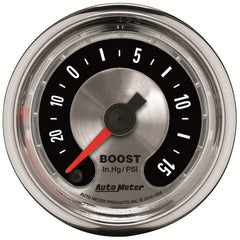 Autometer American Muscle 52mm Full Sweep Electric 30 In Hg.-Vac/15PSI Boost Vacuum Gauge