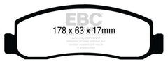 وسادات الفرامل الأمامية من Yellowstuff EBC 11 Ford F250 (inc Super Duty) 6.2 (2WD)