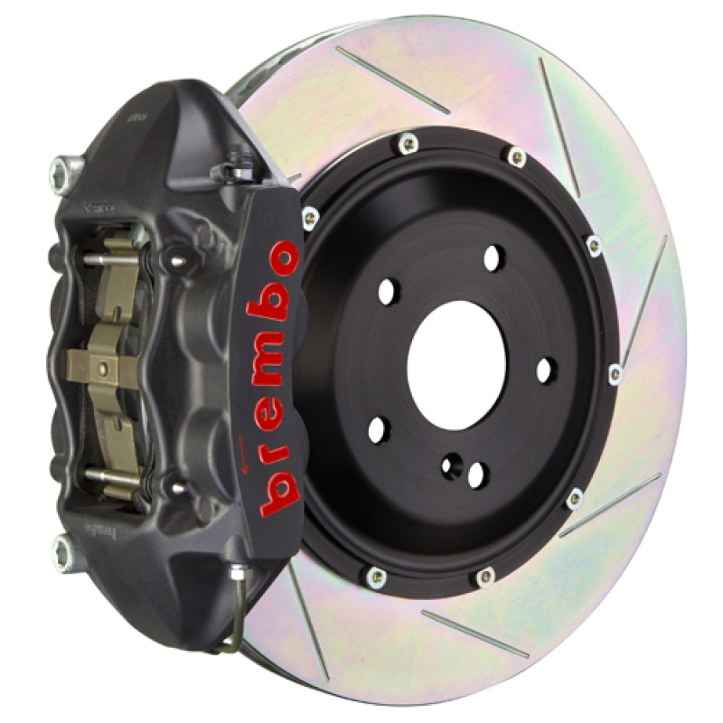 Brembo SS Rear GTS BBK 4 Piston Cast 380x28 2pc Rotor Sloted Type-1-Black HA