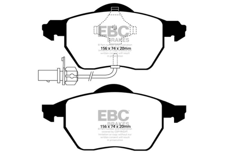 وسادات الفرامل الأمامية من Redstuff لسيارة Audi A4 1.8 Turbo EBC 03-04