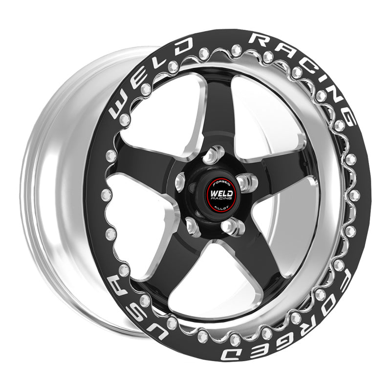 عجلة Weld S71 مقاس 15x10.33 / 5x4.5 BP / 5.5 بوصة BS سوداء (وسادة متوسطة) - قفل حبة واحدة أسود MT