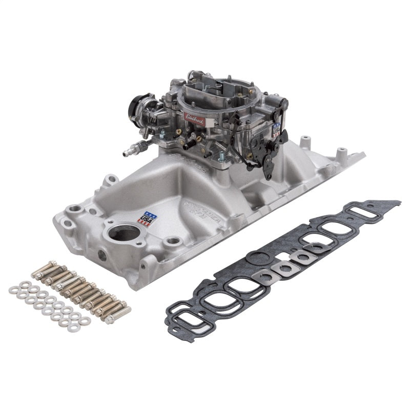 طقم مشعب السحب وكاربوريتر Edelbrock Performer RPM Big Block Chevrolet Oval Port ذو اللمسة الطبيعية