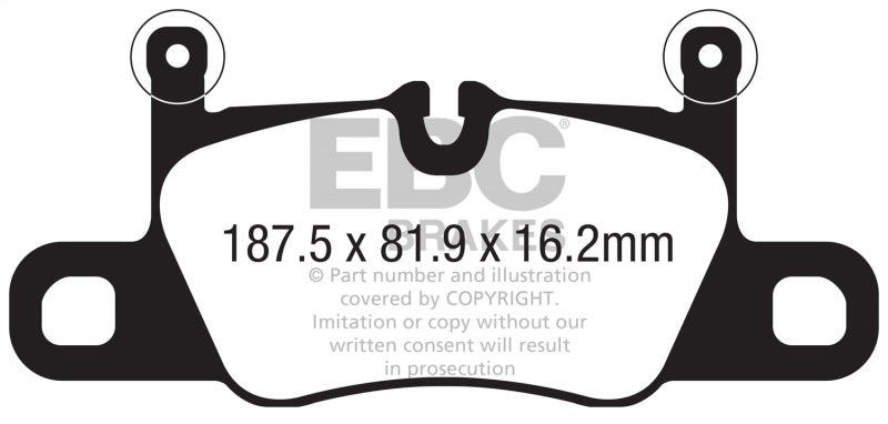 EBC 2016+ Porsche 911 (991/2 w/Cast Iron Rotors) 3.0TT Carrera Yellowstuff Rear Brake Pads