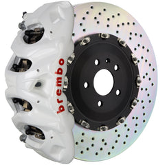 بريمبو 14+ موديل S AWD (مع تيار مستمر) (باستثناء الإطار المنقوش) Rr GT BBK 4Pis Cast 365x29 2pc Rotor Drilled-White