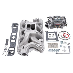 طقم مشعب السحب وكاربيراتور Edelbrock Performer RPM Air-Gap Small Block Ford 351W بلمسة نهائية طبيعية