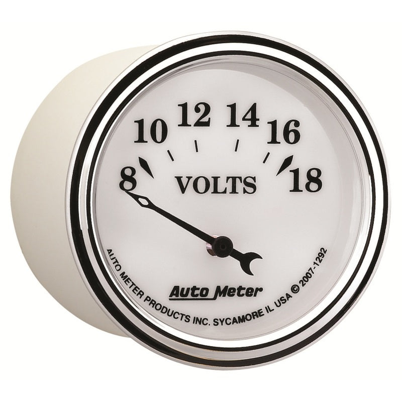 AutoMeter Gauge Voltmeter 2-1/16in. 18V Elec Old Tyme White II