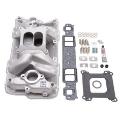 طقم تركيب مشعب العادم من Edelbrock Performer RPM Air-Gap SBC 1957-1986 بلمسة نهائية طبيعية