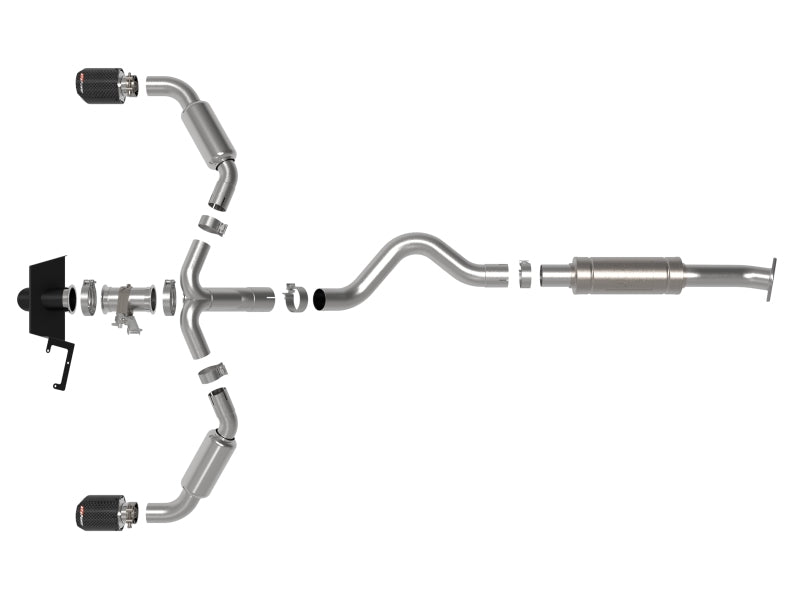 aFe 23-24 Toyota GR Corolla L3 1.6L (t) Gemini XV 3in إلى 2-1/2in عادم CatBack مع أطراف من ألياف الكربون