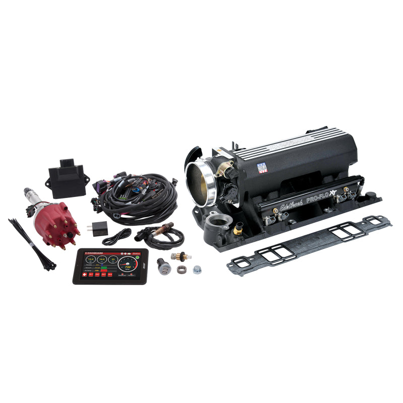 طقم حقن الوقود Edelbrock Pro Flo 4 XT Seq Port SBC 429/460 1986 625 أقصى قوة حصانية 35 رطل/ساعة حاقنات باللون الأسود