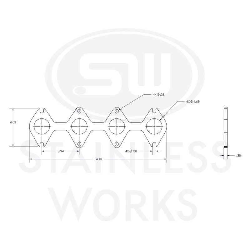 Stainless Works Small Block Ford 4.6L 3V Round Port Header 304SS Exhaust Flanges 1-5/8in Primaries