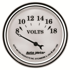 AutoMeter Gauge Voltmeter 2-1/16in. 18V Elec Old Tyme White II