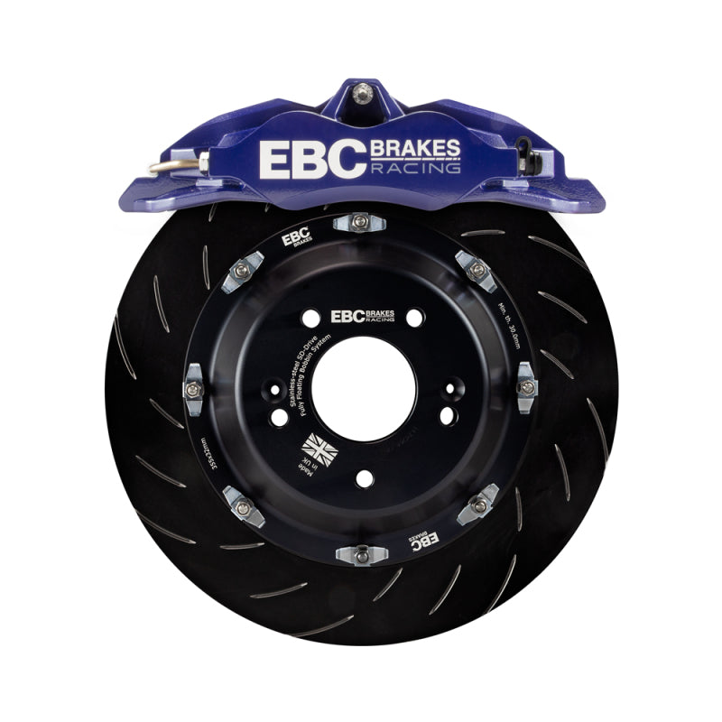 مجموعة فرامل أمامية كبيرة مقاس 355 مم من EBC Racing 11-18 Ford Focus ST (Mk3) باللون الأزرق Apollo-4