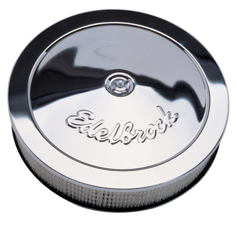 منظف ​​الهواء من Edelbrock Pro-Flo Series، عنصر ورقي دائري من الفولاذ بقطر 14 بوصة × 3 313 بوصة من الكروم