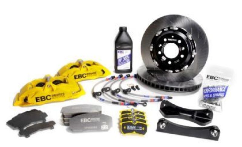 مجموعة فرامل أمامية كبيرة مقاس 330 مم من EBC Racing 04-09 Honda S2000 AP2 Yellow Apollo-4