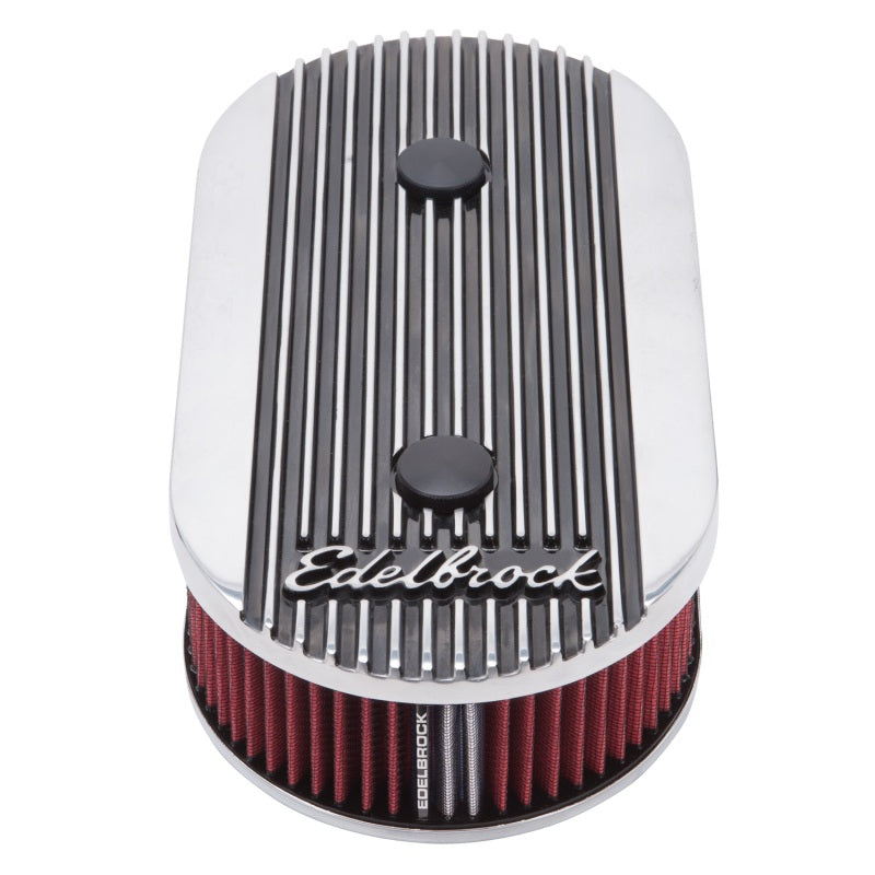 منظف ​​الهواء Edelbrock Elite II Oval Dual-Quad Carbs 2.5In Red Element مصقول