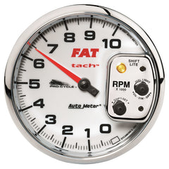 Autometer Pro-Cycle Gauge Tach 5in 10K Rpm Shift- Lite 2&4 Cylinder White Fat Tach