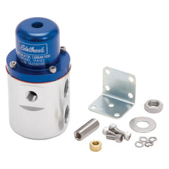 Edelbrock Fuel Pressure Regulator Carbureted 160 GPH 5-10 PSI 3/8In In/Out Returnless Blue/Clear