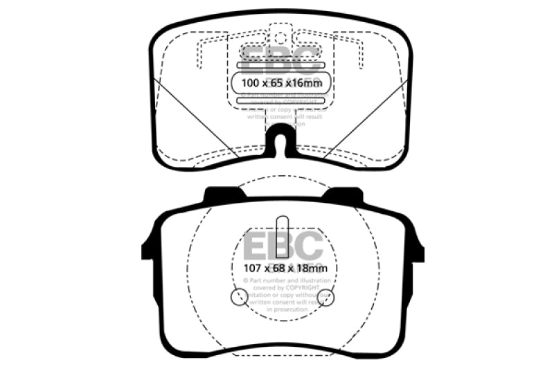 وسادات الفرامل الأمامية من Redstuff لسيارة Audi V8 3.6 (UFO Rotors) طراز EBC 90-92