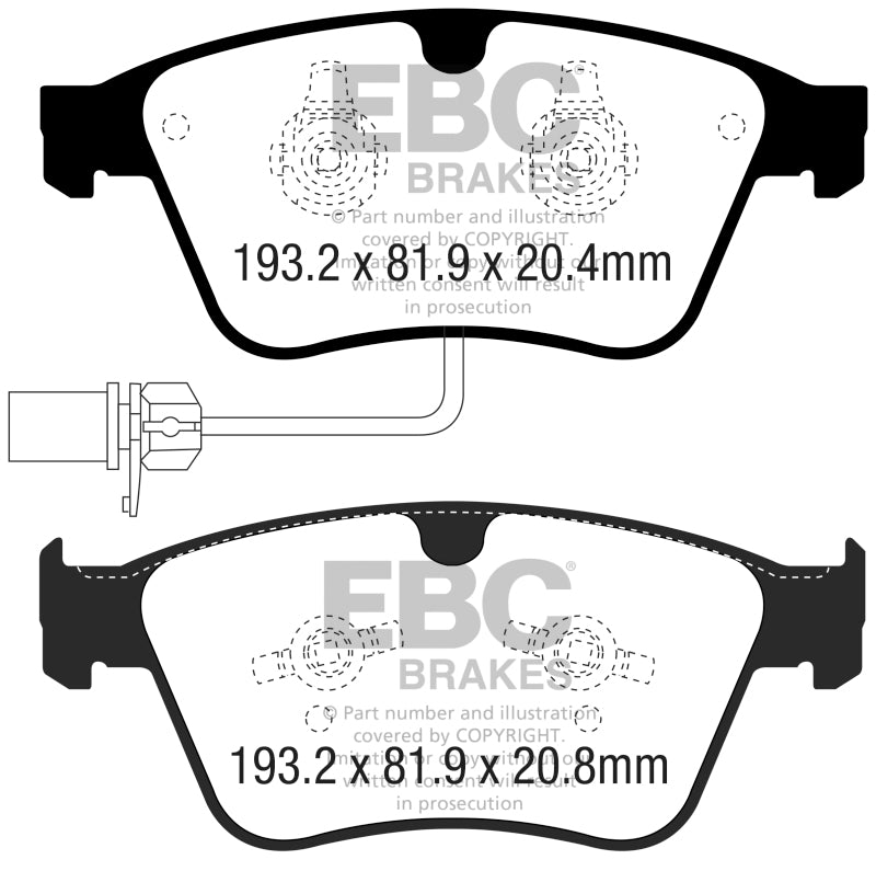 EBC 13-18 Bentley Continental 4.4TT Yellowstuff Front Brake Pads