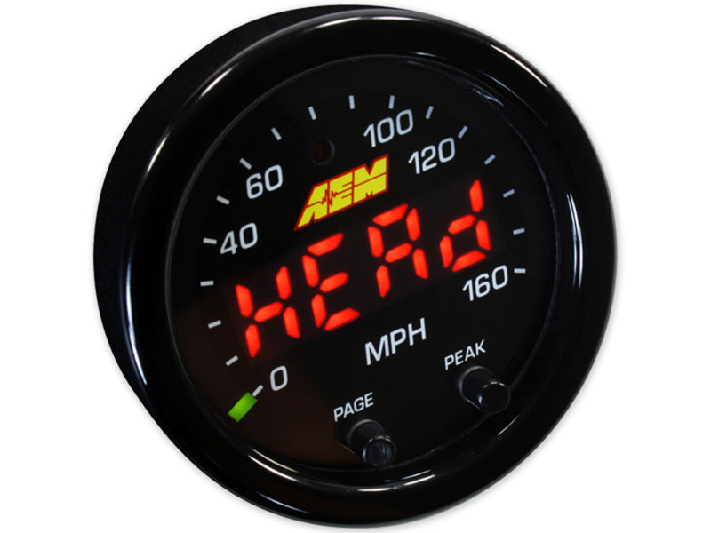 AEM X-Series 0-160 MPH Black Bezel w/ Black Face GPS Speedometer Gauge