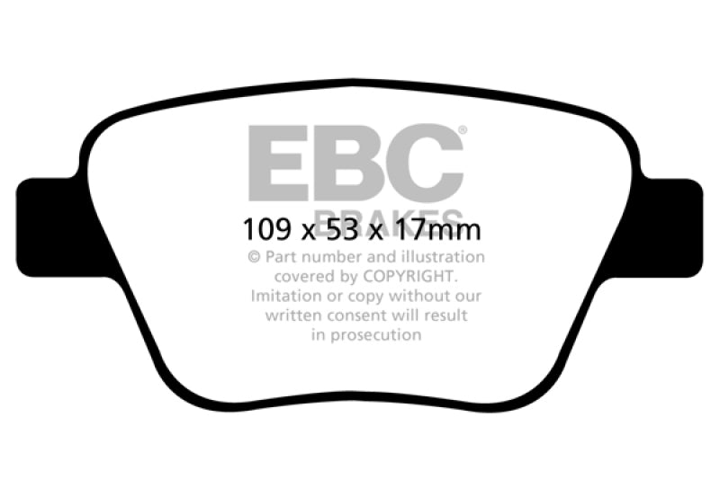 وسادات الفرامل الخلفية Yellowstuff EBC 10-13 Audi A3 2.0 Turbo (فرجار خلفي من Bosch)