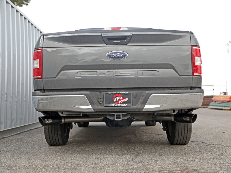 عادم خلفي من نوع aFe Gemini XV مقاس 3 بوصات من نوع 304 SS لسيارة Ford F-150 V6 سعة 2.7 لتر/3.5 مع أطراف سوداء طراز 2015-2020