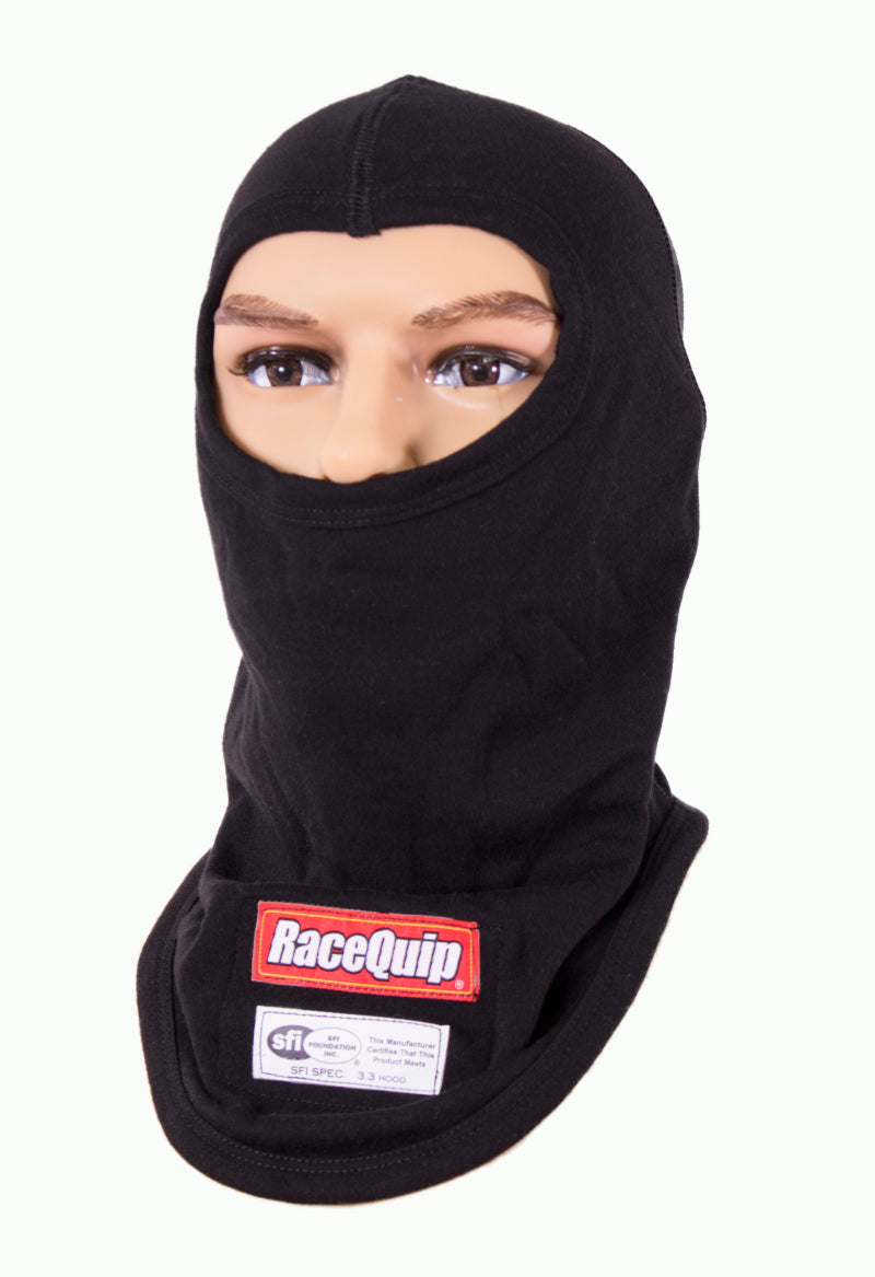 غطاء رأس RaceQuip Black SFI 3.3 Fr ذو طبقة واحدة