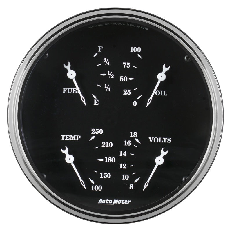 Auto Meter Gauge Quad 5in 0E-90F Elec Old Tyme Black