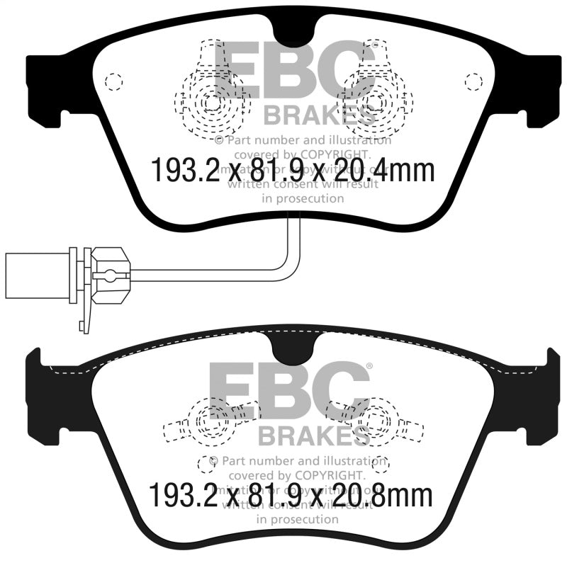 EBC 13-18 Bentley Continental 4.4TT Yellowstuff Front Brake Pads