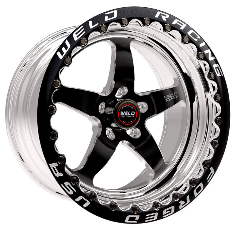 عجلة Weld S71 مقاس 17x12 / 5x4.5 BP / 7.4 بوصة BS سوداء (وسادة منخفضة) - قفل حبة واحدة أسود MT