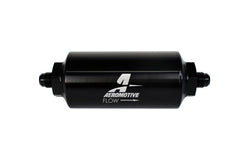 فلتر خطي AeroMotive - (AN-6 ذكر) عنصر زجاجي دقيق مقاس 10 ميكرون بلمسة نهائية سوداء لامعة