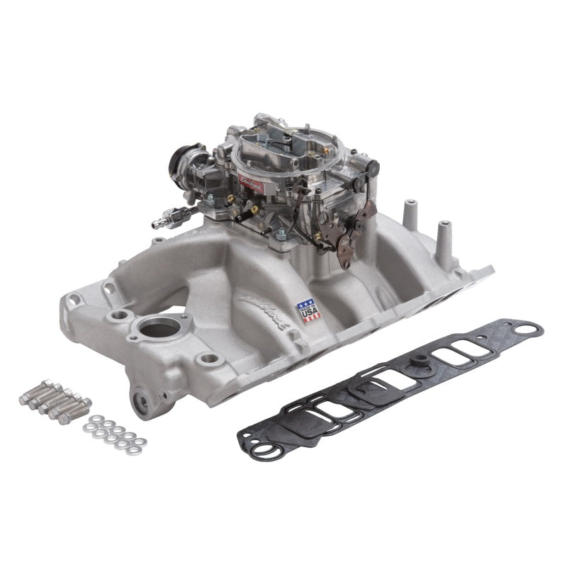 طقم مشعب السحب وكاربيراتور Edelbrock Performer RPM Pontiac ذو اللمسة الطبيعية