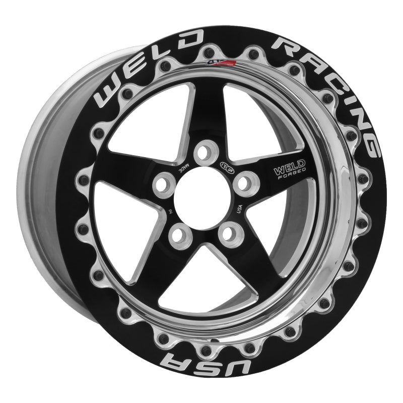 عجلة Weld S71 مقاس 15x9.33 / 5x4.5 BP / 4.5 بوصة BS سوداء (وسادة متوسطة) - قفل حبة واحدة أسود MT