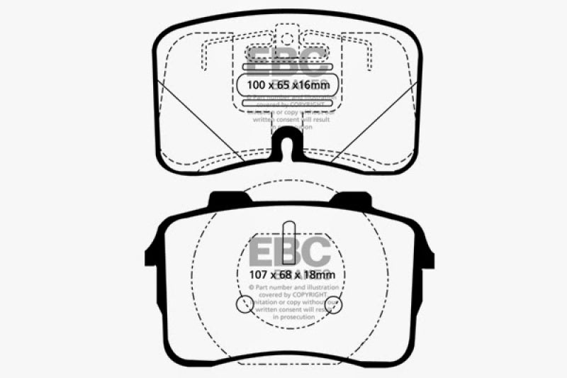 وسادات الفرامل الأمامية من Redstuff لسيارة Audi V8 3.6 (UFO Rotors) طراز EBC 90-92