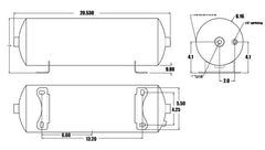 Ridetech Air Tank 2 Gallon Aluminum w/ 2- 1/4in Ports and 1- 1/8in Port