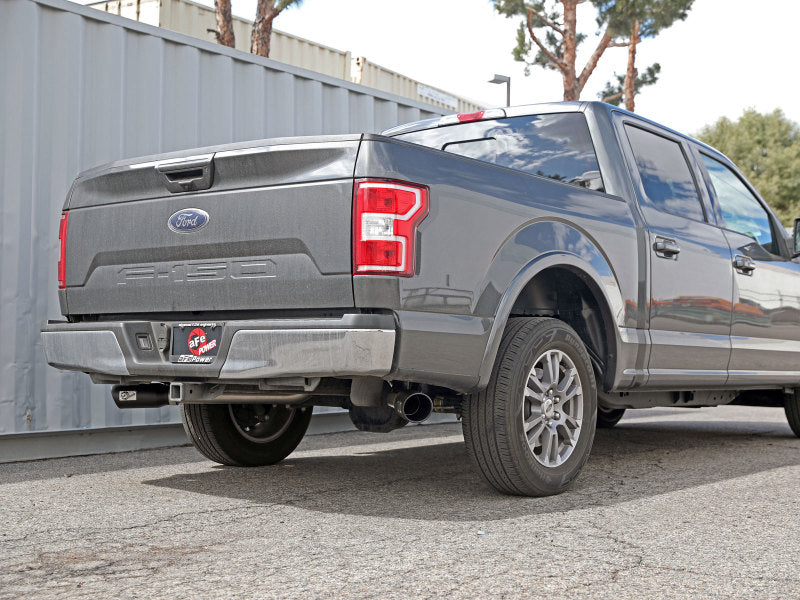 عادم خلفي من نوع aFe Gemini XV مقاس 3 بوصات من نوع 304 SS لسيارة Ford F-150 V6 سعة 2.7 لتر/3.5 مع أطراف سوداء طراز 2015-2020