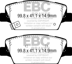 EBC 2017+ Kia Cadenza 3.3L Yellowstuff Rear Brake Pads