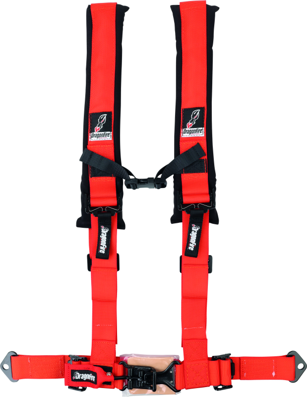 DragonFire Racing Harness- H-Style- 4-Point- 2in Buckle- Orange